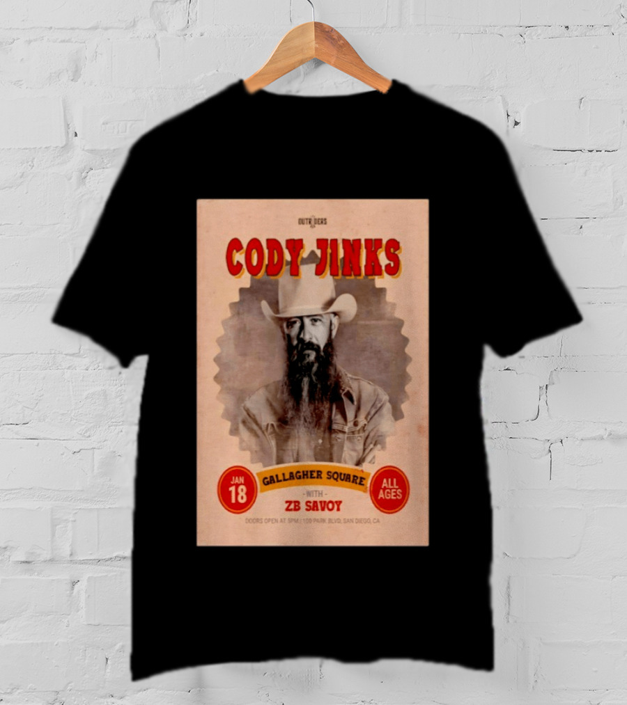 Cody Jinks San Diego Jan 18 2026 Gallagher Square With ZB Savoy T-Shirt