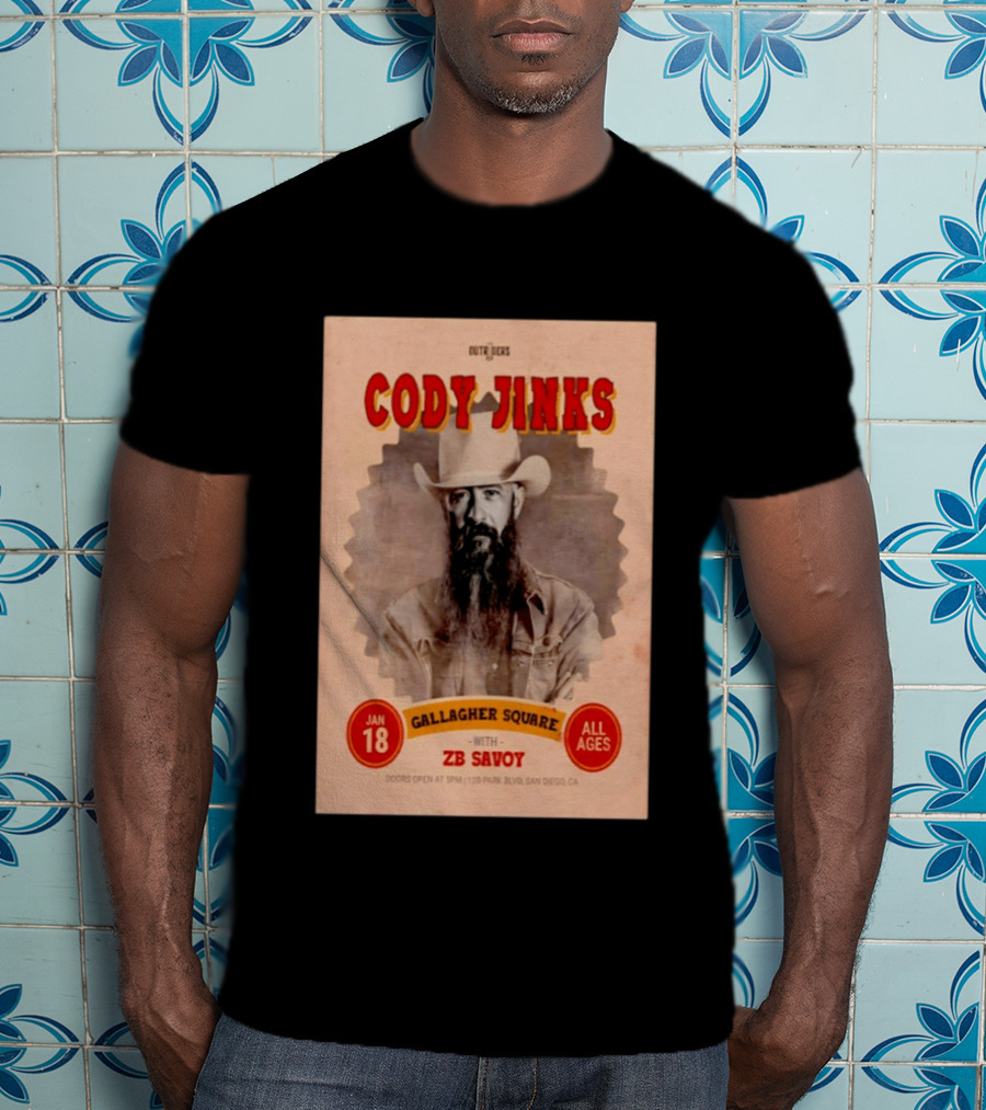 Cody Jinks San Diego Jan 18 2026 Gallagher Square With ZB Savoy T-Shirt