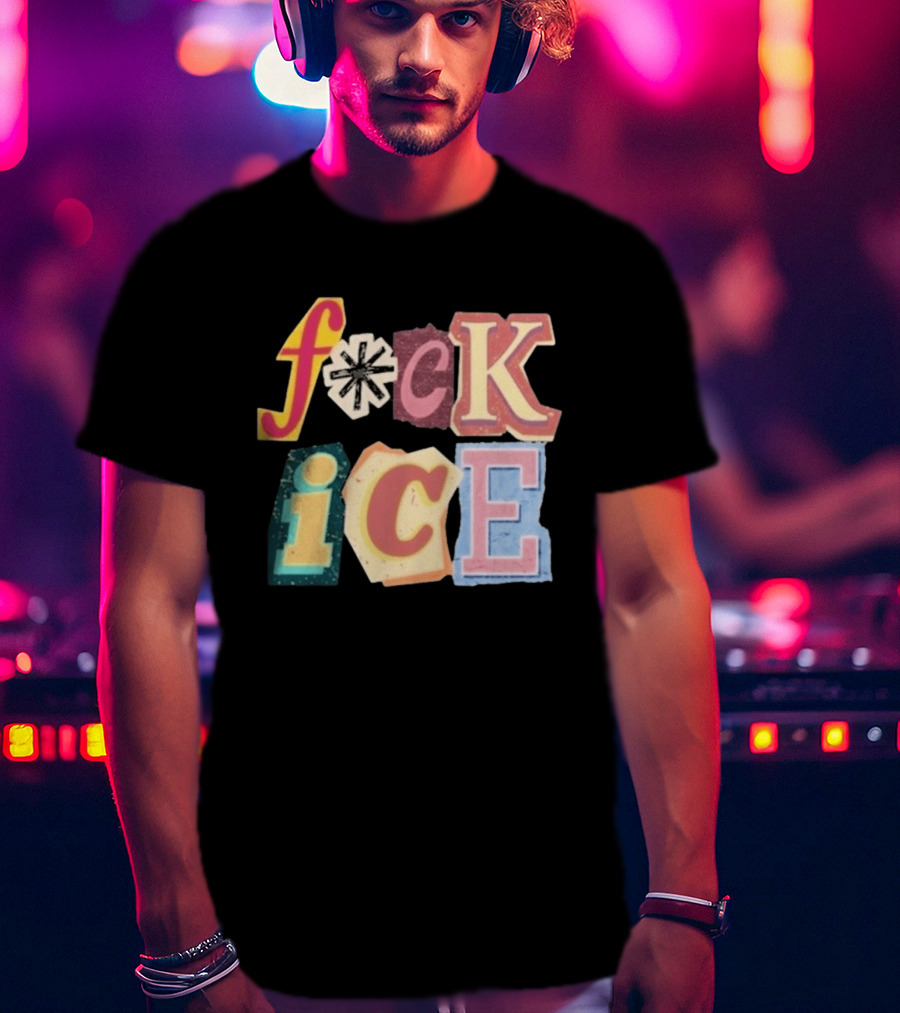F*ck Ice Magazine Text Collage T-Shirt