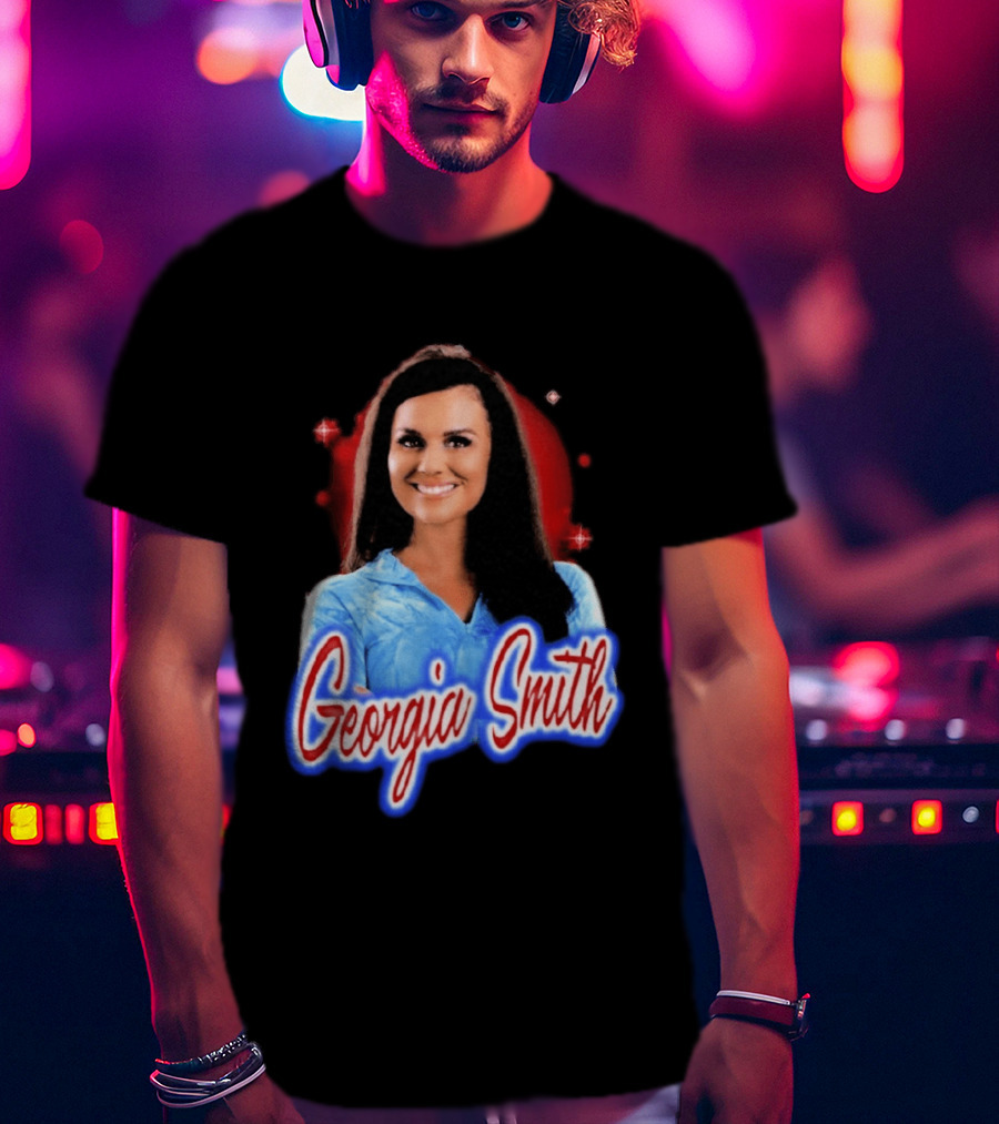 Georgia Smith Blue Top Red T-Shirt