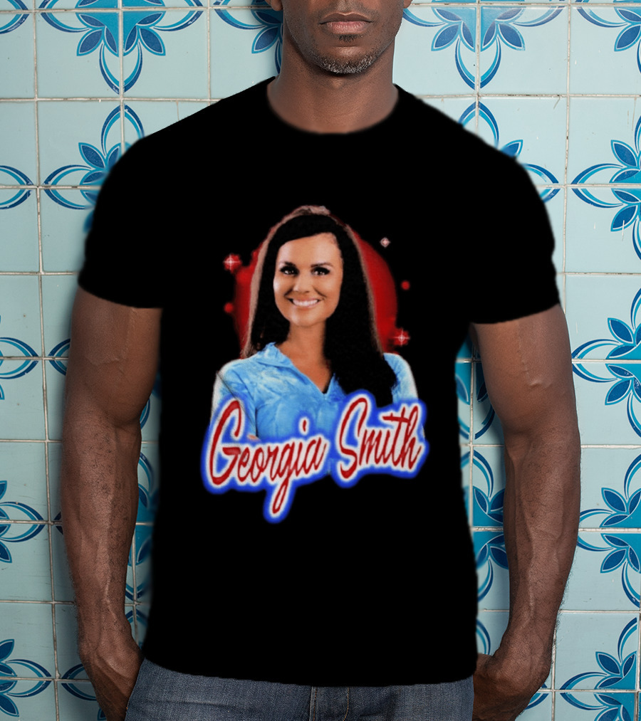 Georgia Smith Blue Top Red T-Shirt