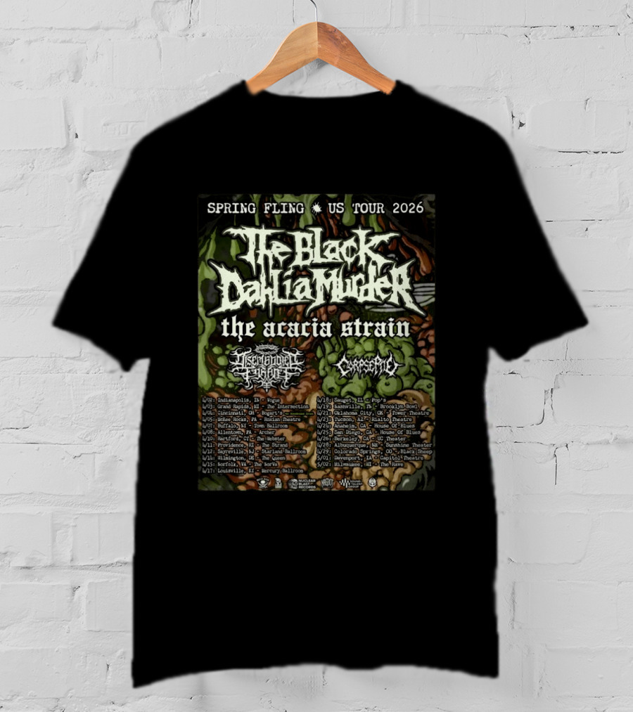 Spring Fling US Tour 2026 The Black Dahlia Murder The Acacia Strain Full Schedule Tour Dates T-Shirt