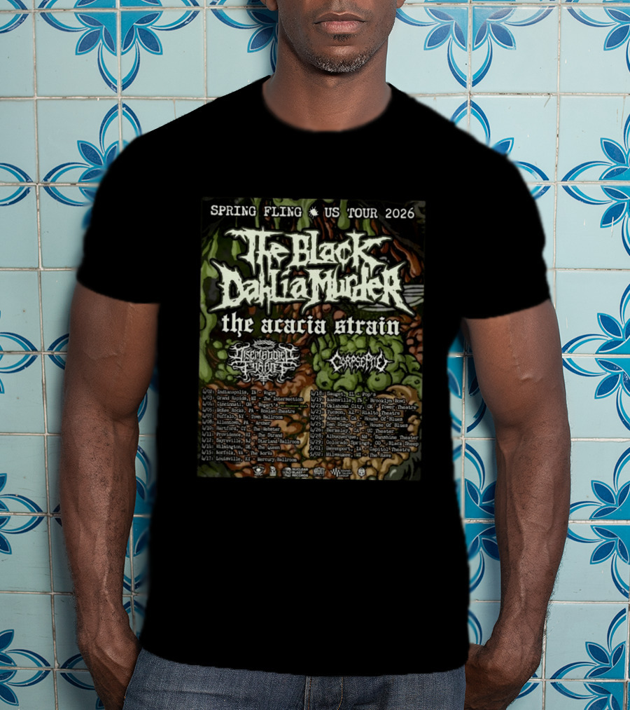Spring Fling US Tour 2026 The Black Dahlia Murder The Acacia Strain Full Schedule Tour Dates T-Shirt