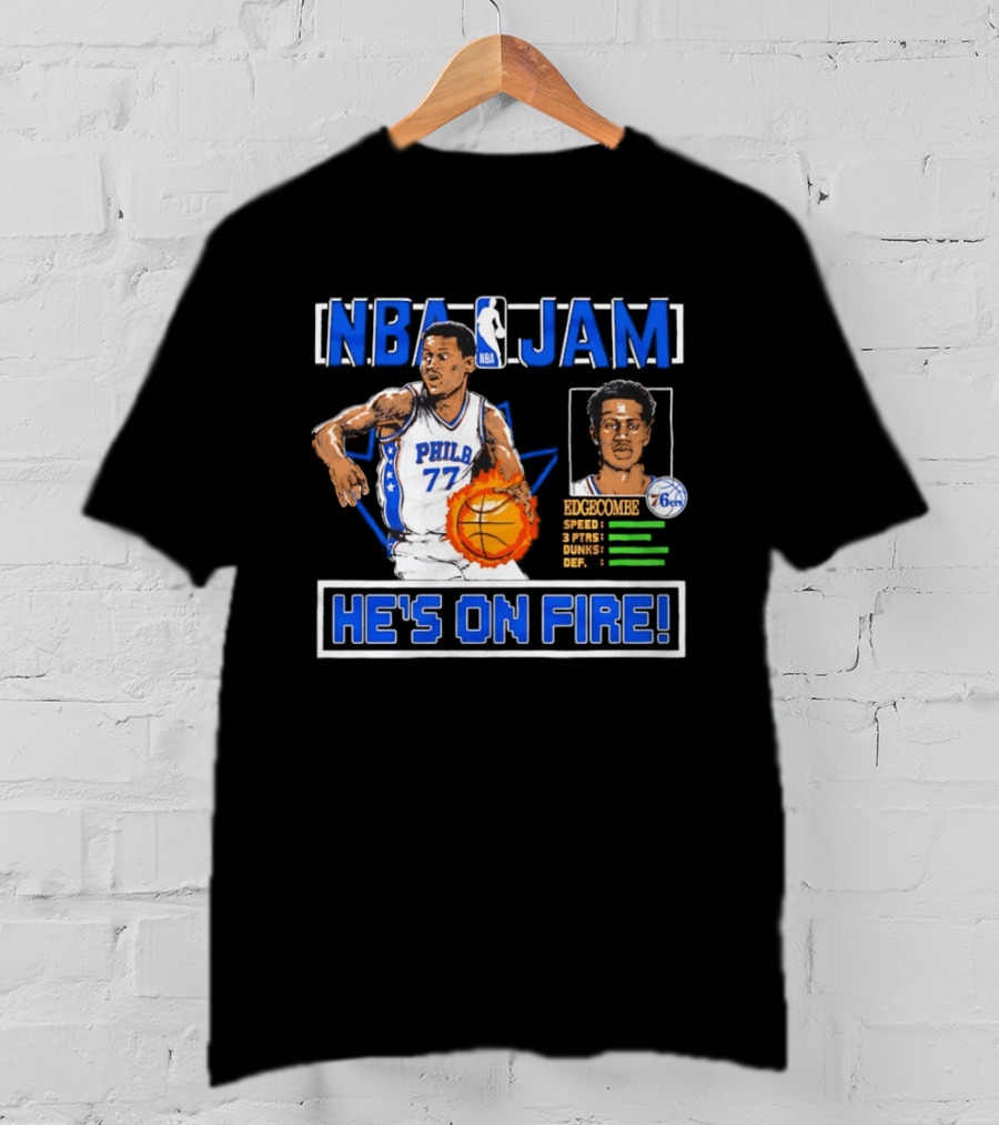 NBA Jam VJ Edgecombe Philadelphia 76ers He's On Fire T-Shirt