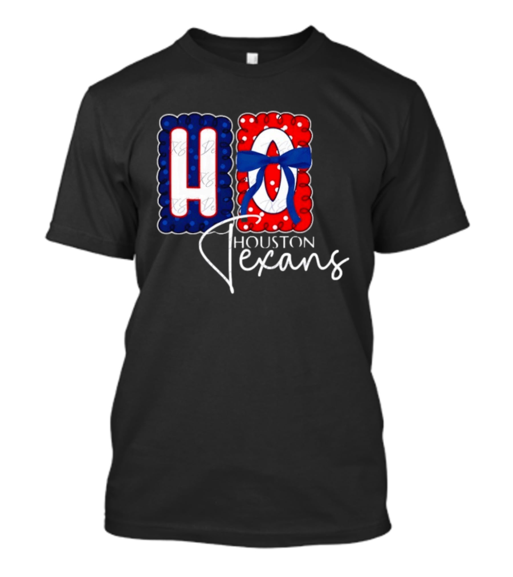 Houston Texans Football HOU Blue Red Bow T-Shirt