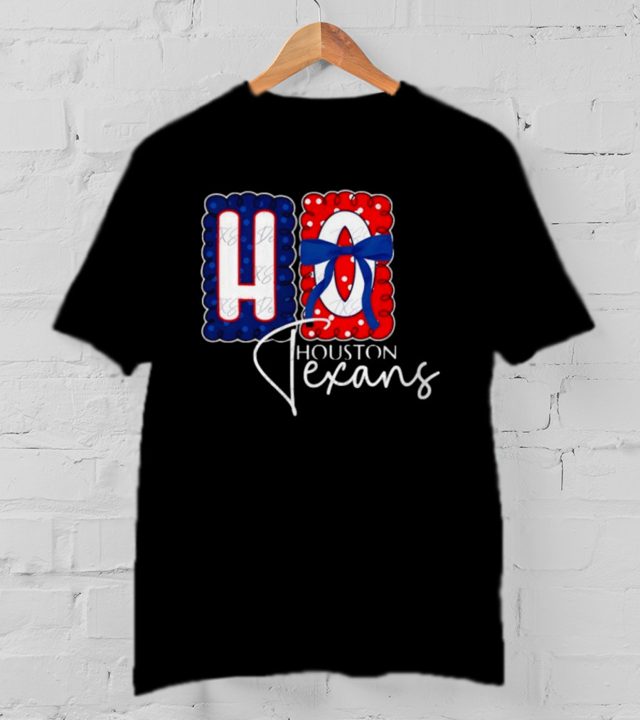 Houston Texans Football HOU Blue Red Bow T-Shirt