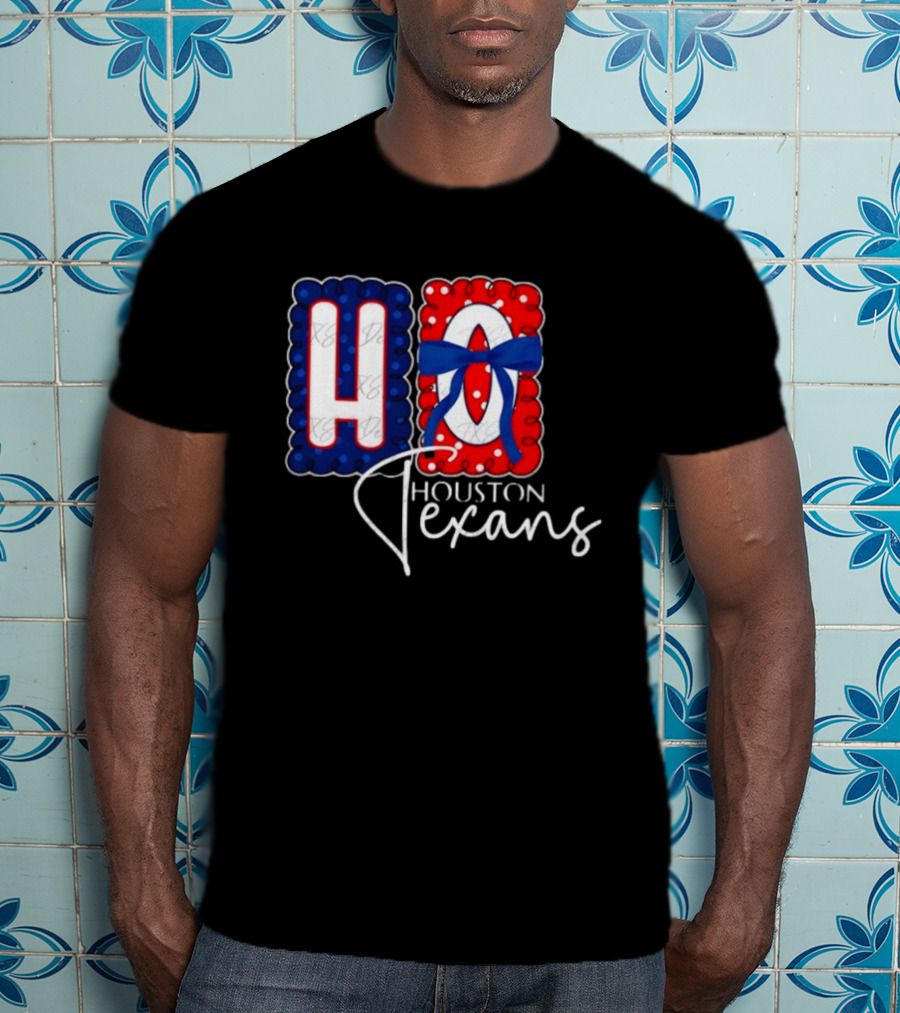 Houston Texans Football HOU Blue Red Bow T-Shirt