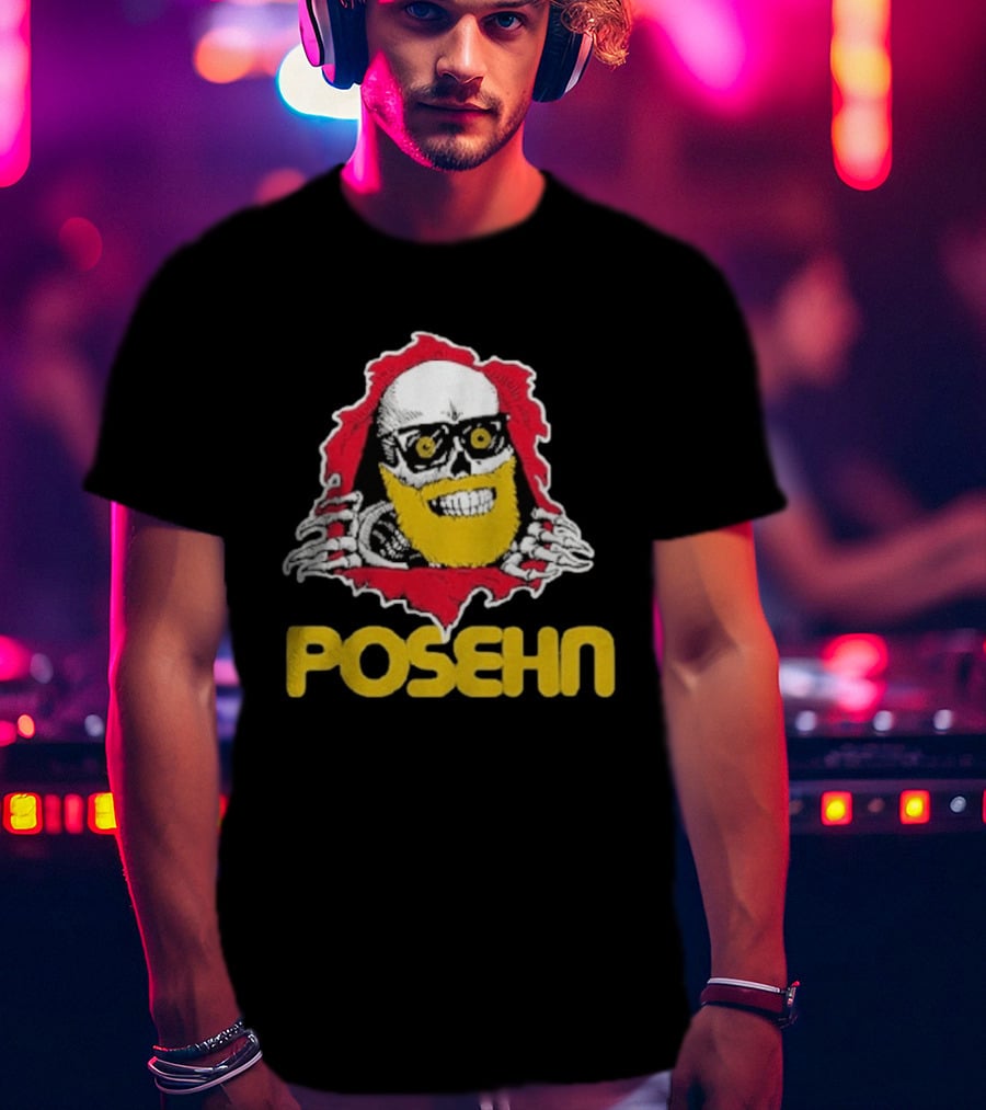 Brian Posehn Bonez Skull Design With Glasses And Yellow Beard T-Shirt