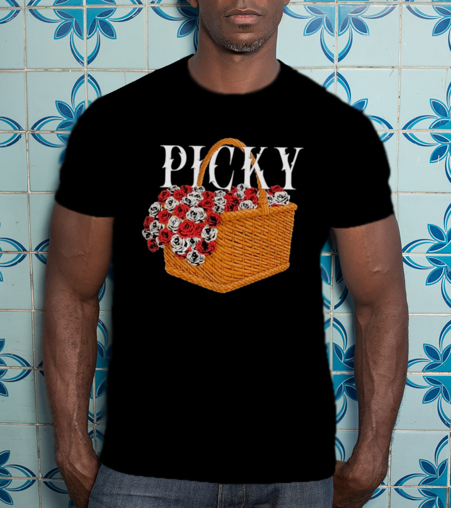 Picky Basket Of Red And White Roses T-Shirt