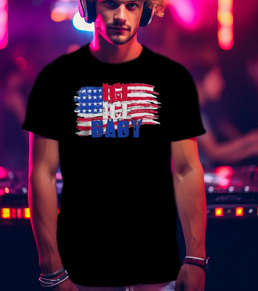 Ice Ice Baby American Flag USA Stars And Stripes T-Shirt