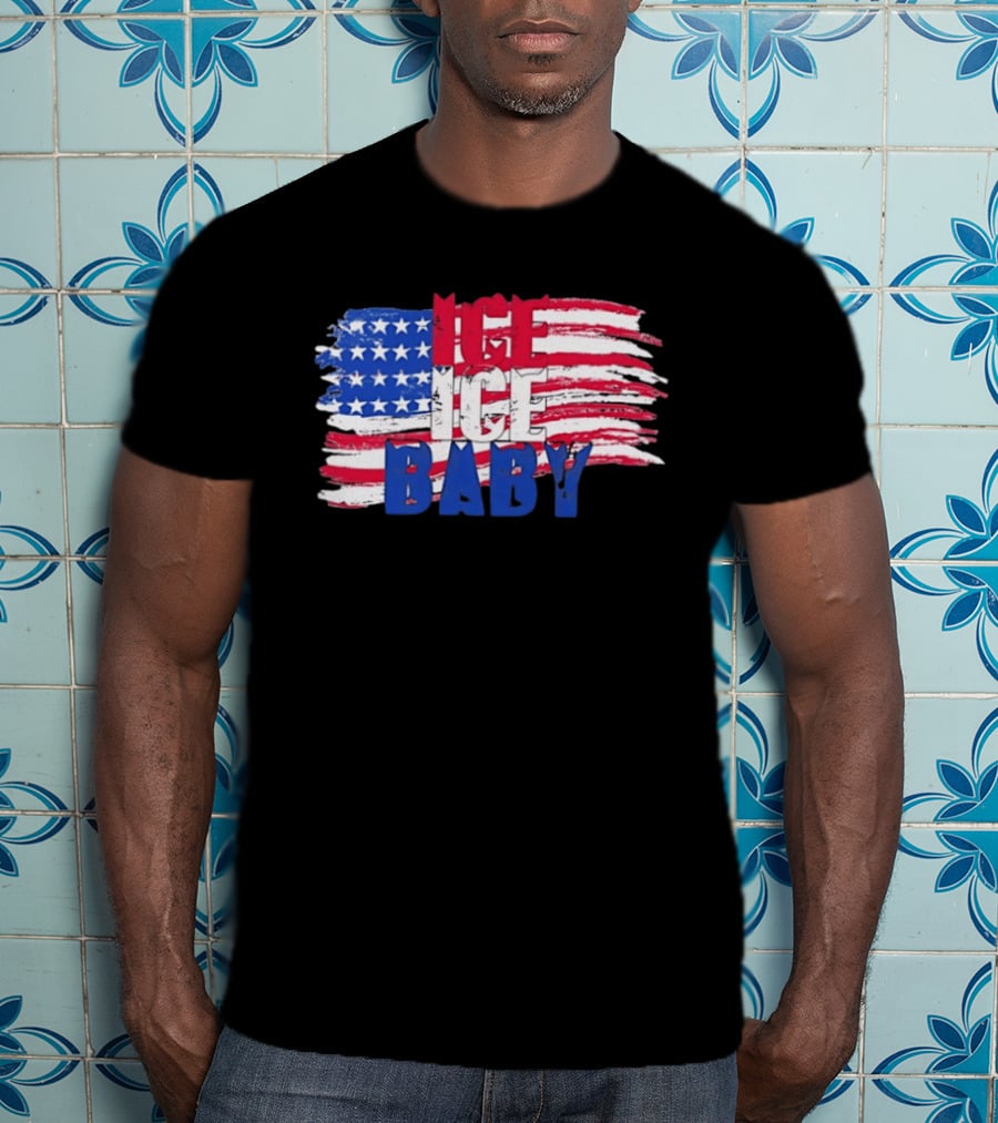 Ice Ice Baby American Flag USA Stars And Stripes T-Shirt