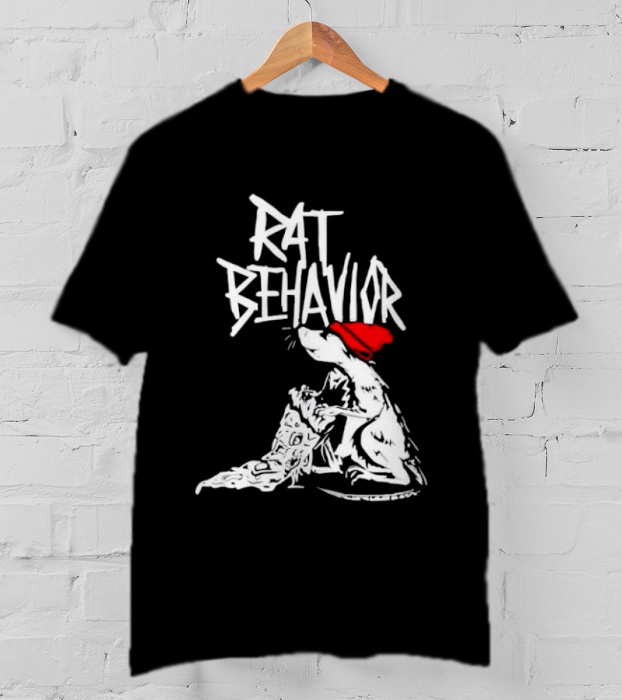 Rat Behavior Graphic With Red Hat And White Rat T-Shirt