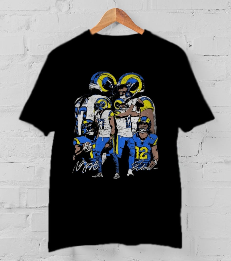 Los Angeles Rams Davante Adams Puka Nacua Signatures NFL Football T-Shirt