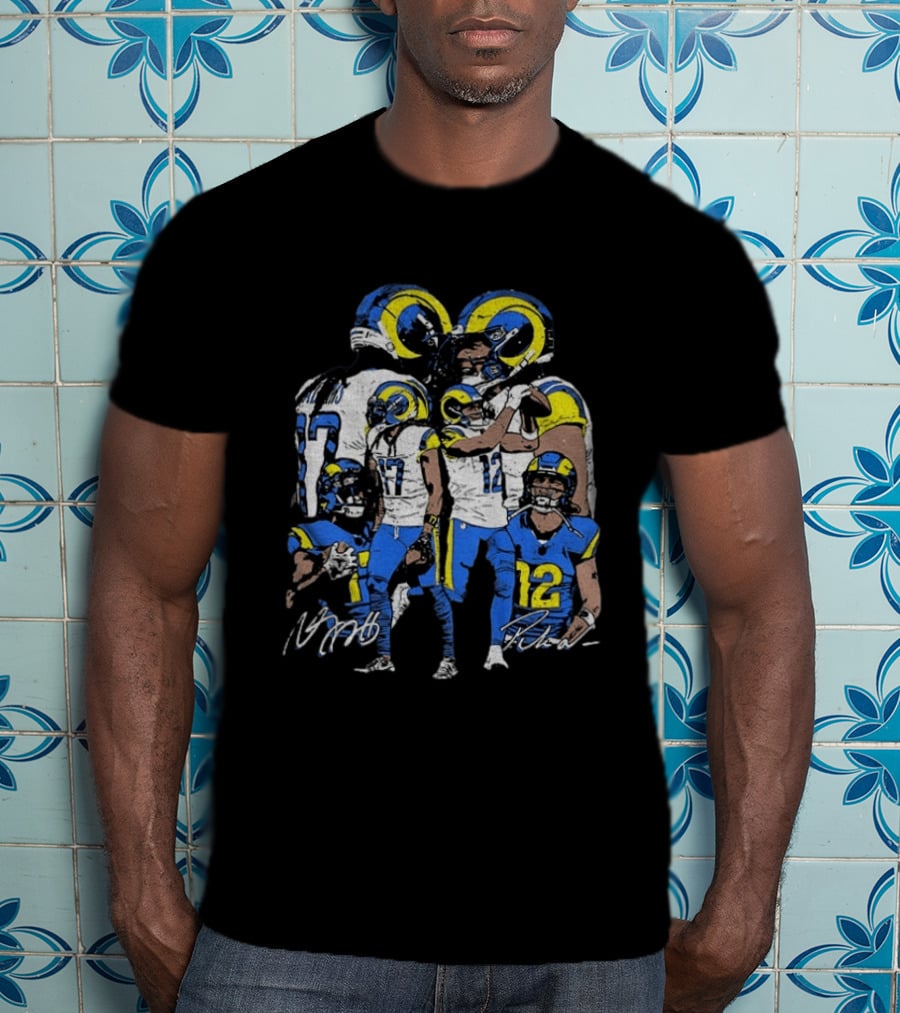 Los Angeles Rams Davante Adams Puka Nacua Signatures NFL Football T-Shirt