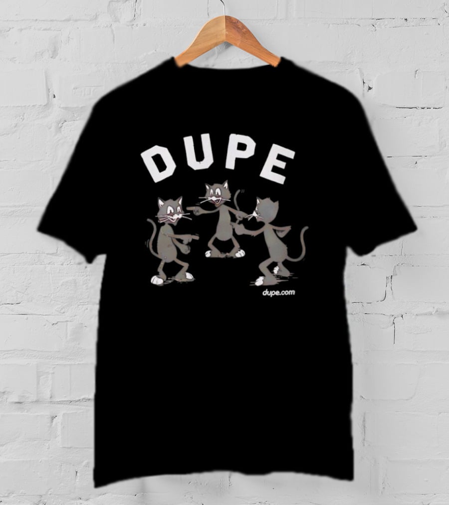 DUPE Dancing Black Cats Retro Cartoon T-Shirt