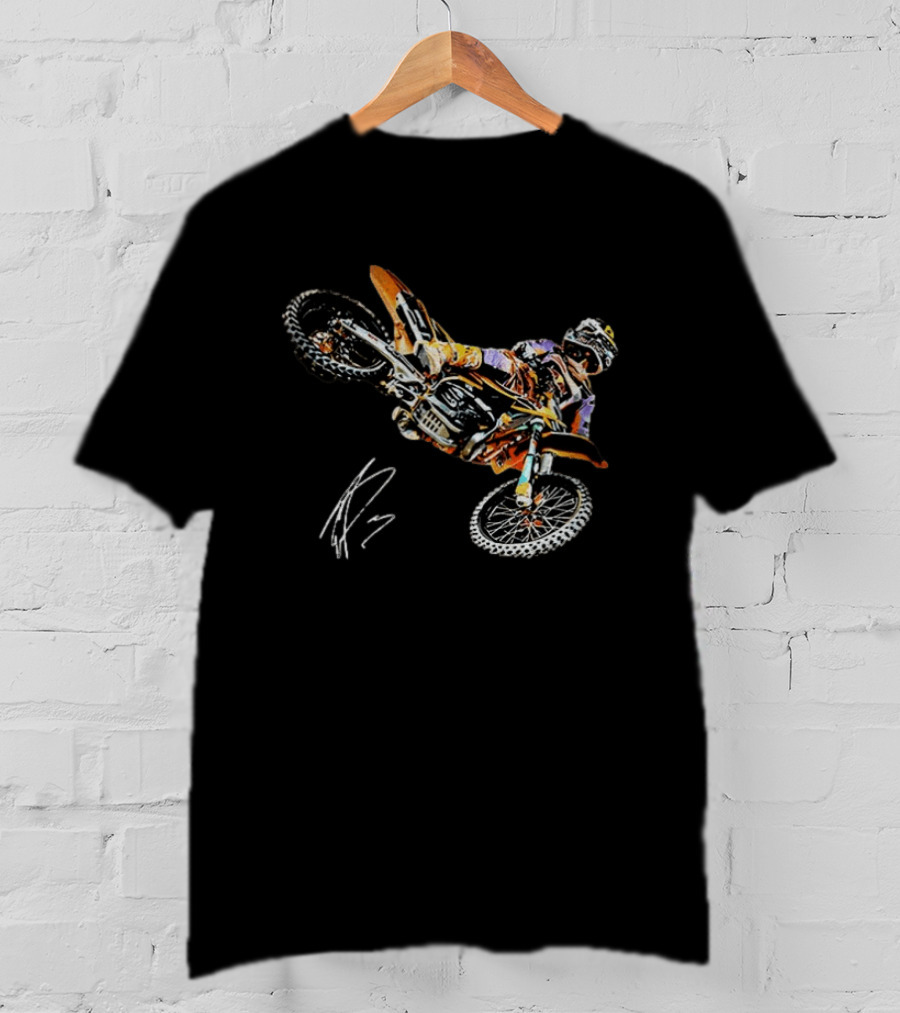 Eli Tomac AMA Supercross Anaheim1 Racing Autographed 2023 Motocross Champion T-Shirt
