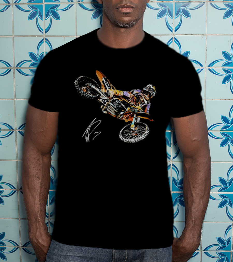 Eli Tomac AMA Supercross Anaheim1 Racing Autographed 2023 Motocross Champion T-Shirt