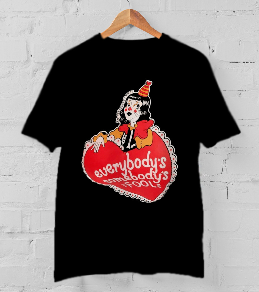 Everybody's Somebody's Fool Vintage Cartoon Clown Heart T-Shirt