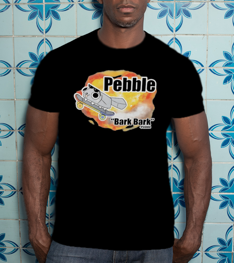Pebble Bark Bark Skateboarding Cartoon Explosion T-Shirt