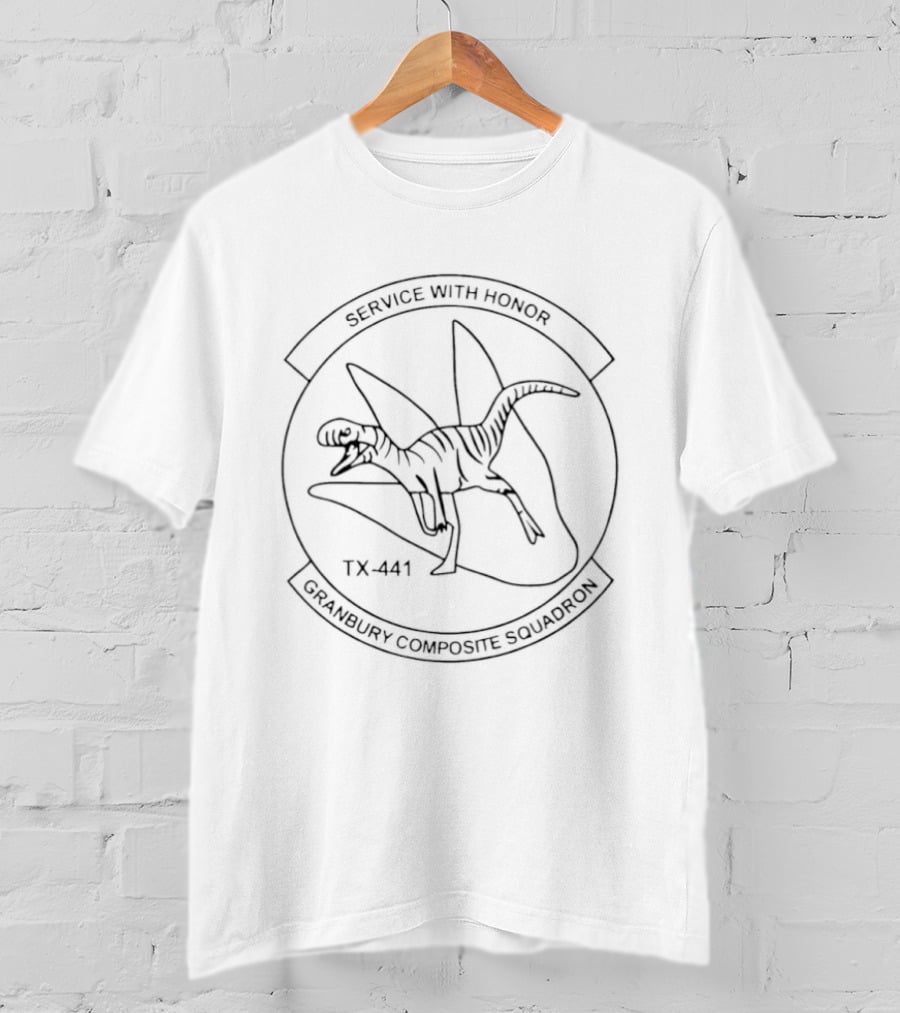Service With Honor TX 441 Granbury Composite Squadron Dinosaur T-Shirt