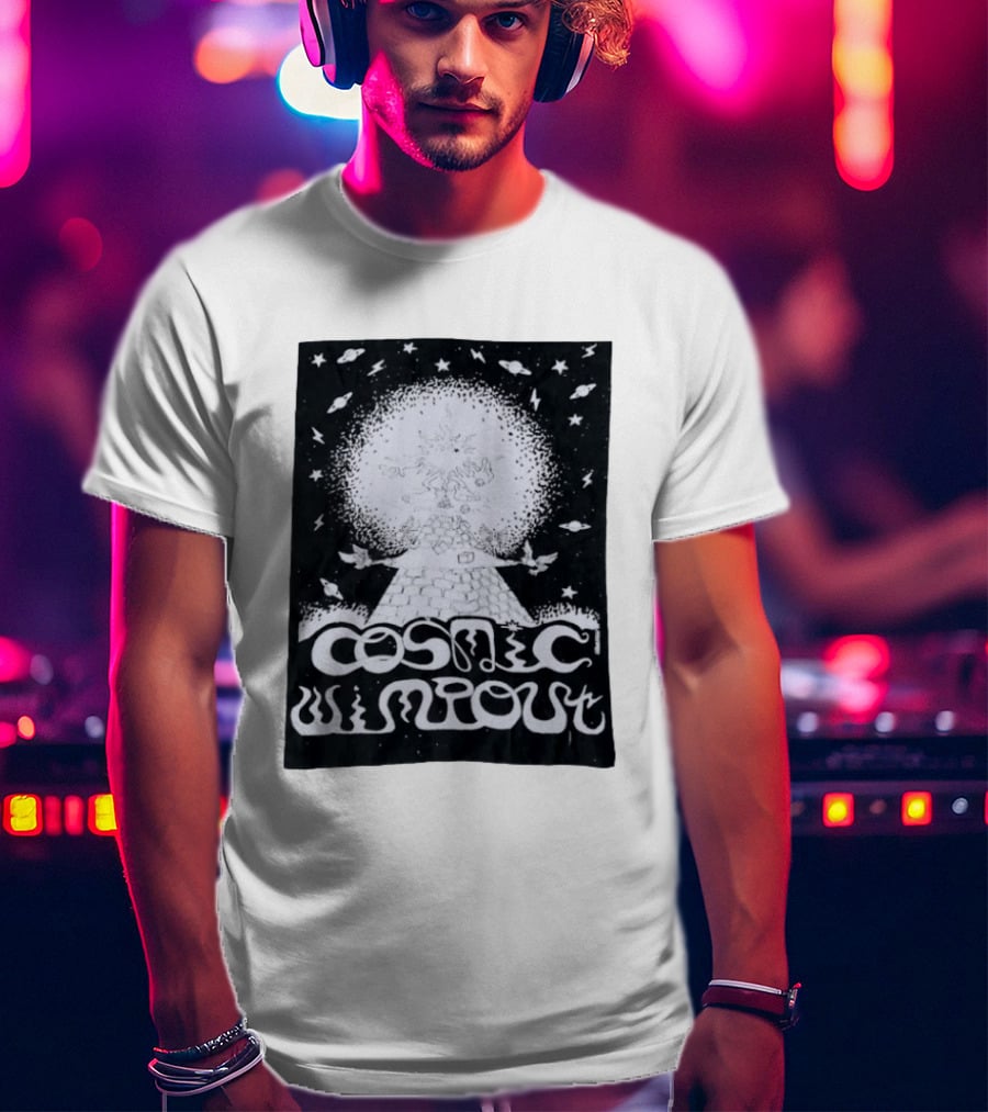 Cosmic Wimpout Psychedelic Pyramid Dice Explosion With UFOs And Stars T-Shirt