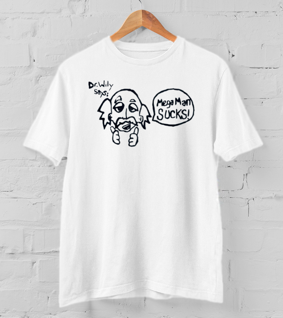 Dr Wily Says Mega Man Sucks Retro Game Humor T-Shirt