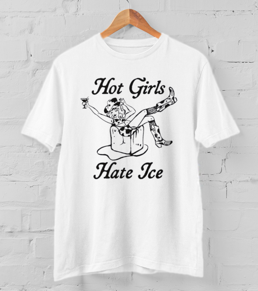 Hot Girls Hate Ice Cowgirl Boot Humor T-Shirt