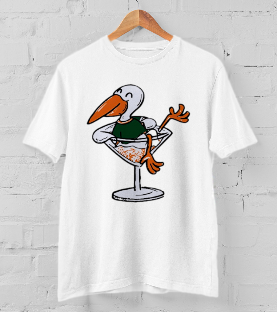 Miami Hurricanes Ibis Mascot In Cocktail Glass T-Shirt