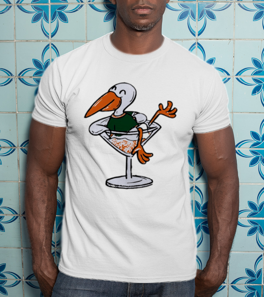 Miami Hurricanes Ibis Mascot In Cocktail Glass T-Shirt