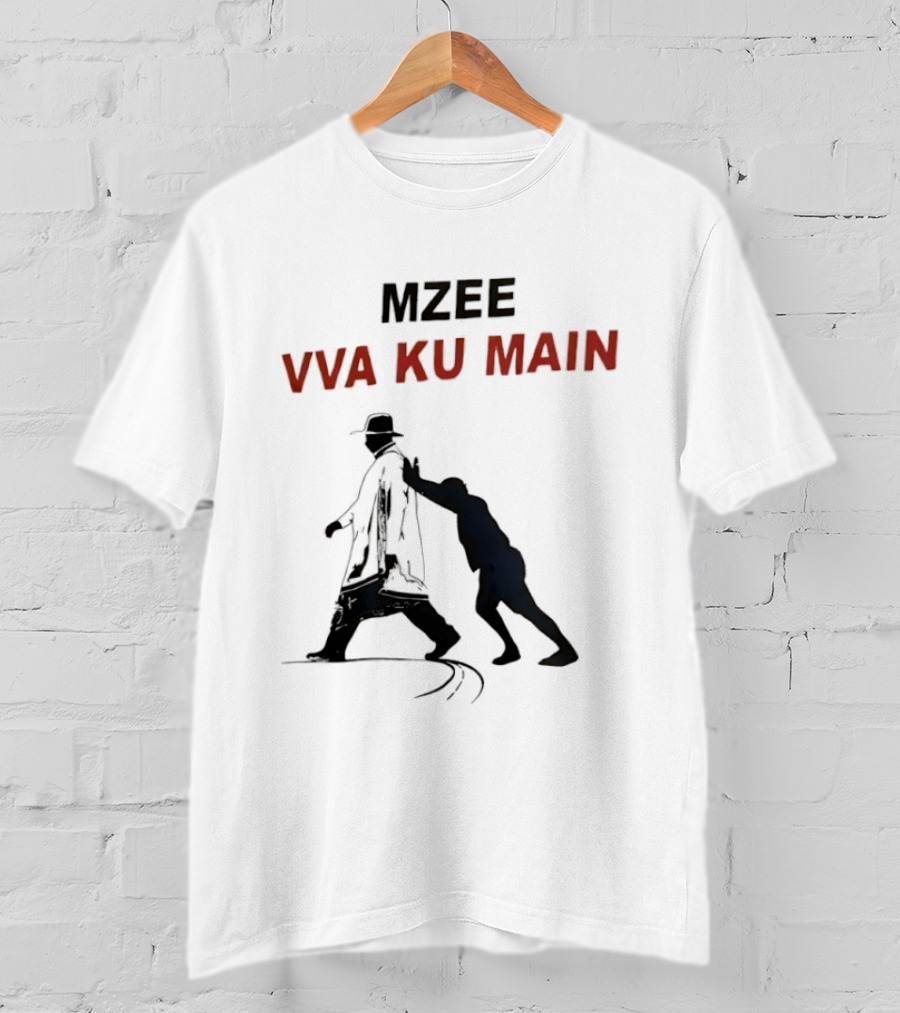 Mzee Vva Ku Main Silhouette With Walking Stick And Child T-Shirt