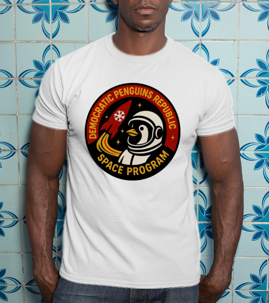 Democratic Penguins Republic Space Program Astronaut Penguin Rocket T-Shirt