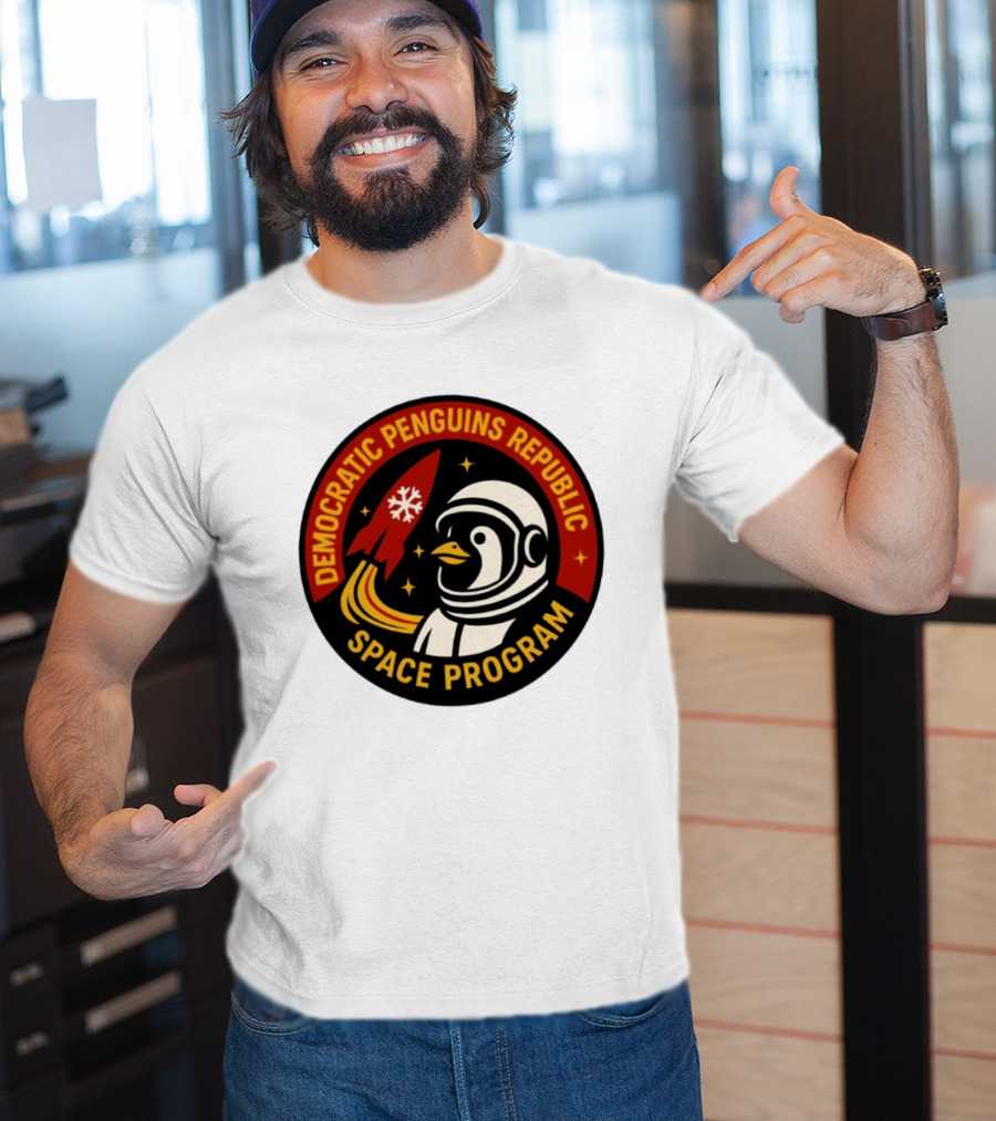 Democratic Penguins Republic Space Program Astronaut Penguin Rocket T-Shirt