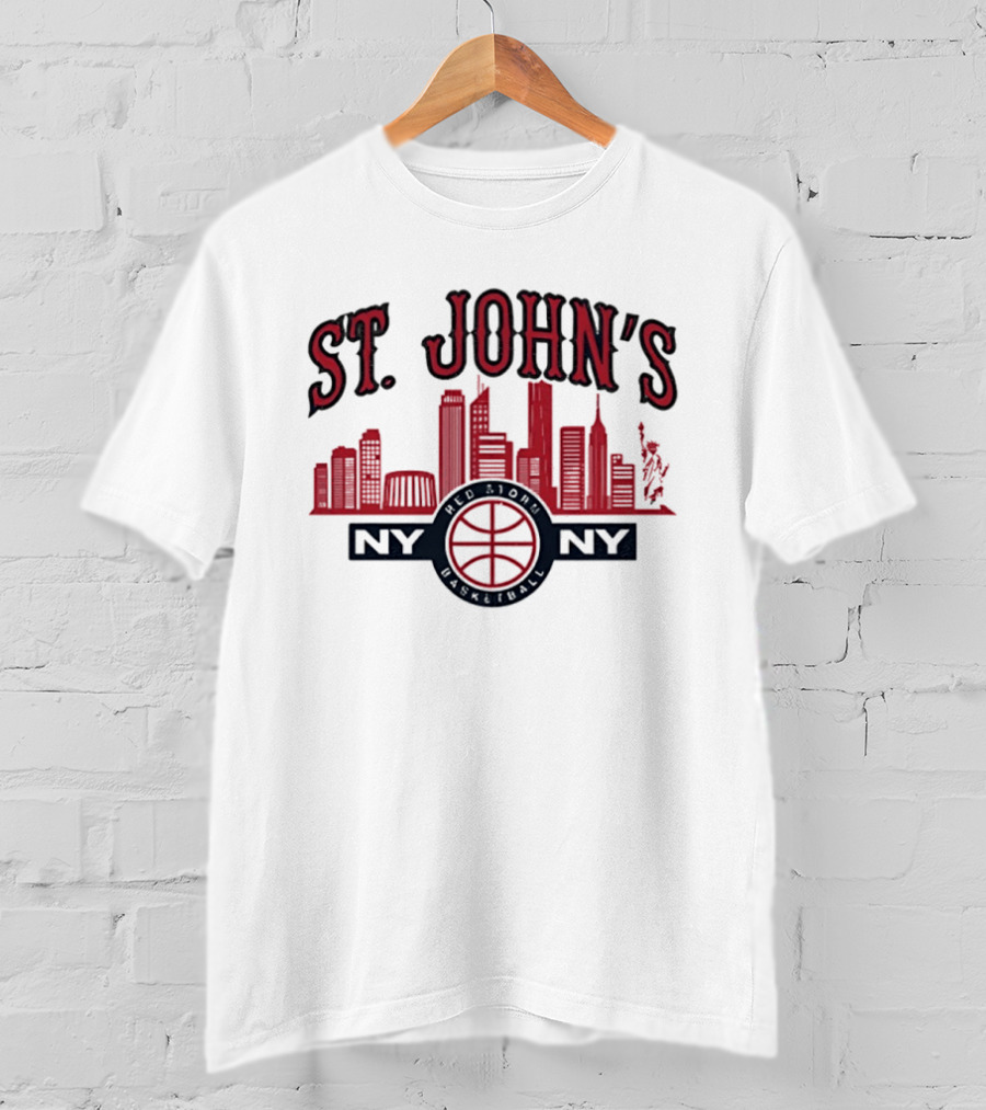St John's Red Storm Basketball Skyline NY NY T-Shirt