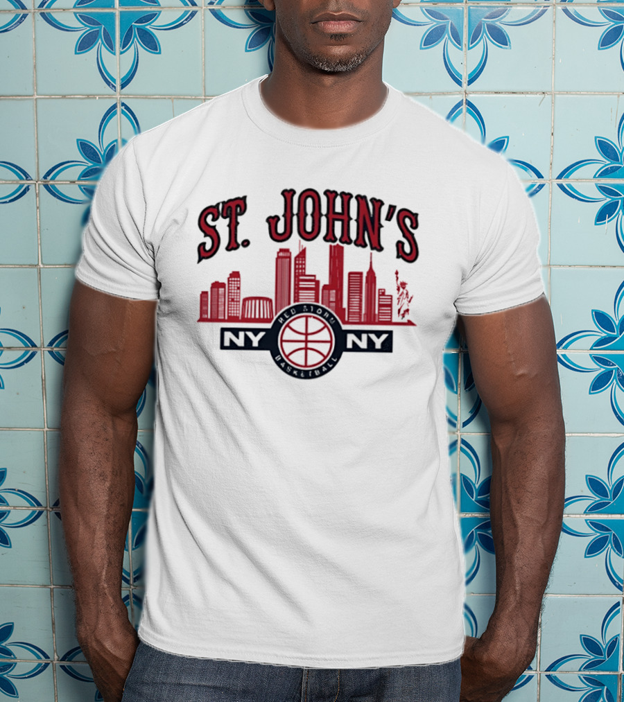St John's Red Storm Basketball Skyline NY NY T-Shirt