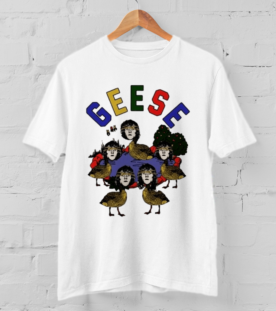 Geese Faces In Pond With Colorful Letters T-Shirt