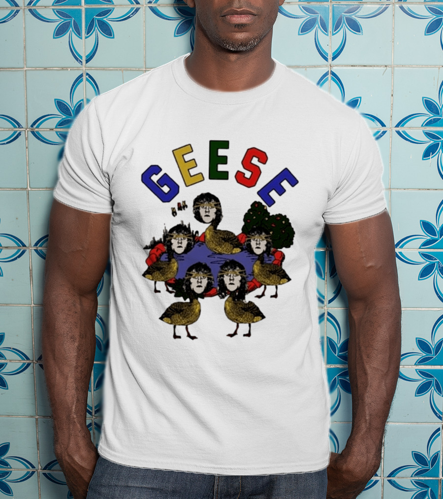 Geese Faces In Pond With Colorful Letters T-Shirt
