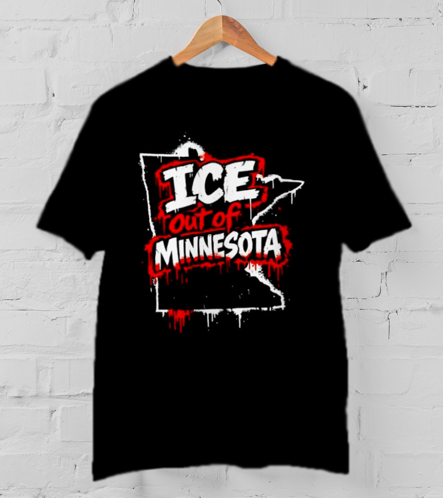 ICE Out Of Minnesota Bloody Map T-Shirt