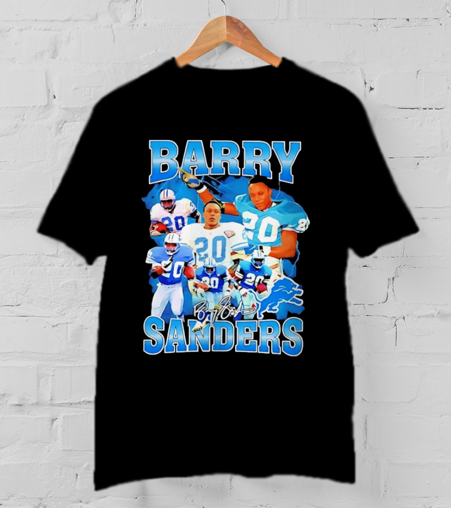 Barry Sanders 20 Detroit Lions Legend NFL Running Back Football T-Shirt