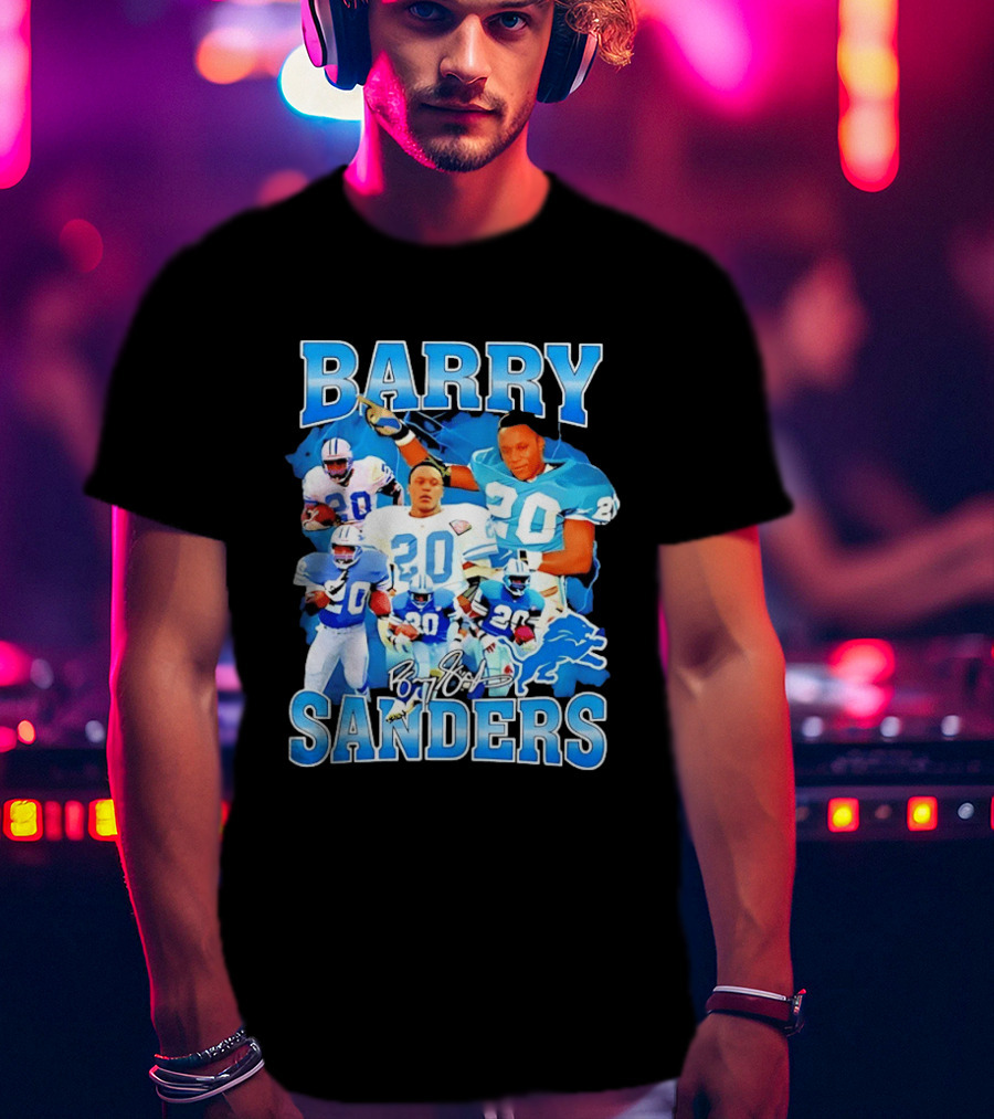 Barry Sanders 20 Detroit Lions Legend NFL Running Back Football T-Shirt