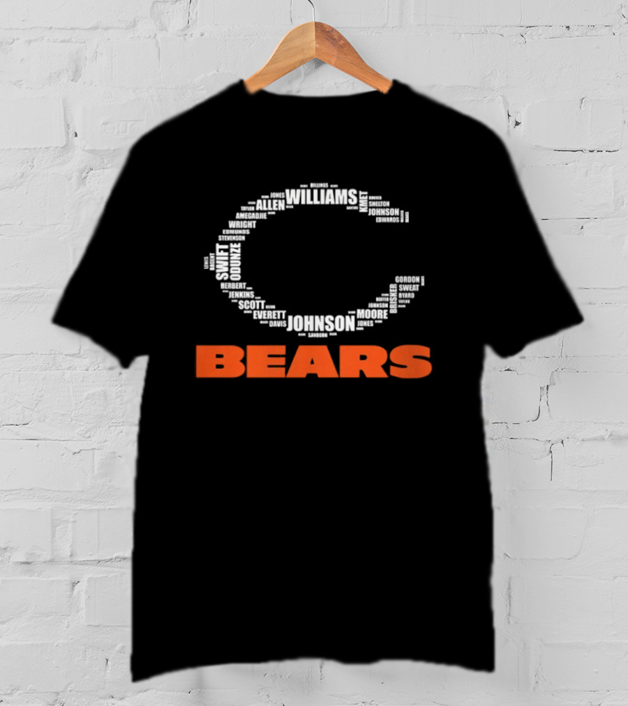 Chicago Bears Football Players C Shape Names Formation T-Shirt