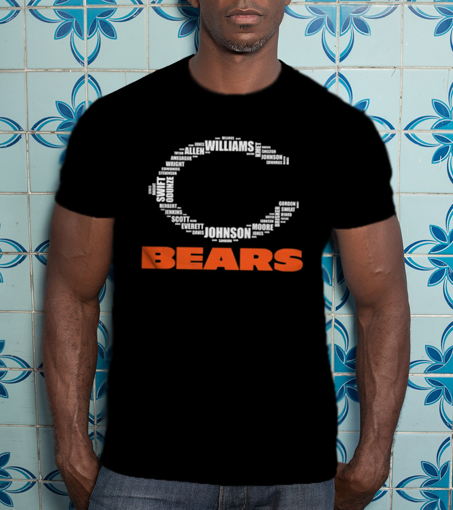 Chicago Bears Football Players C Shape Names Formation T-Shirt