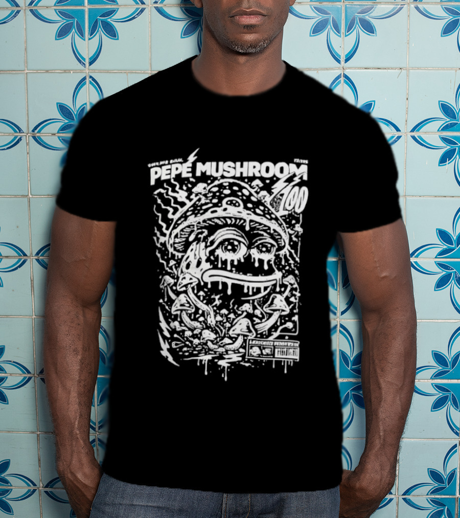 Pepe Mushroom Trippy Frog Motif T-Shirt