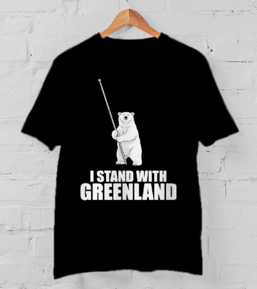 I Stand With Greenland Polar Bear Holding Staff T-Shirt