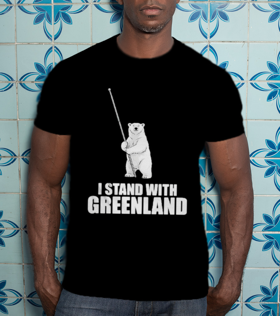 I Stand With Greenland Polar Bear Holding Staff T-Shirt