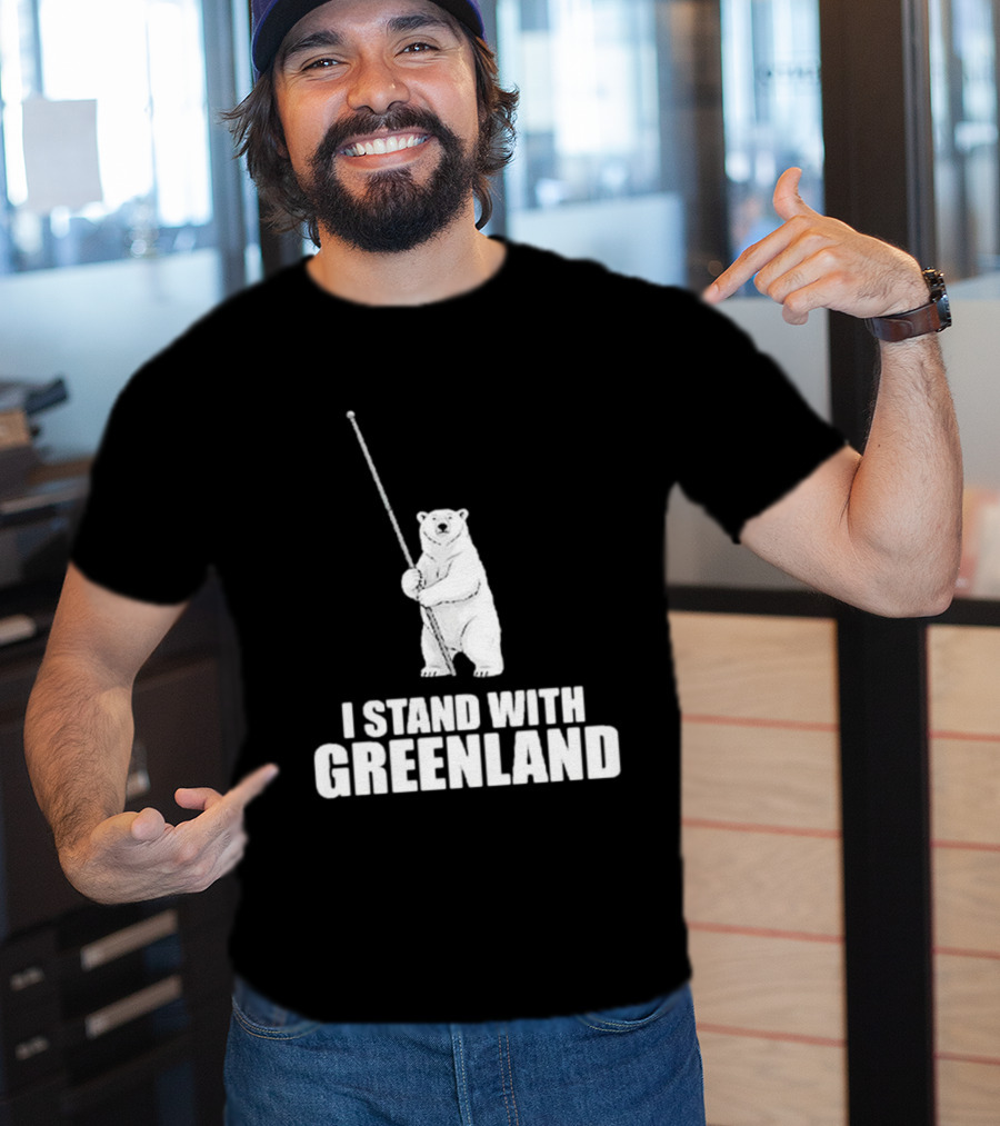 I Stand With Greenland Polar Bear Holding Staff T-Shirt