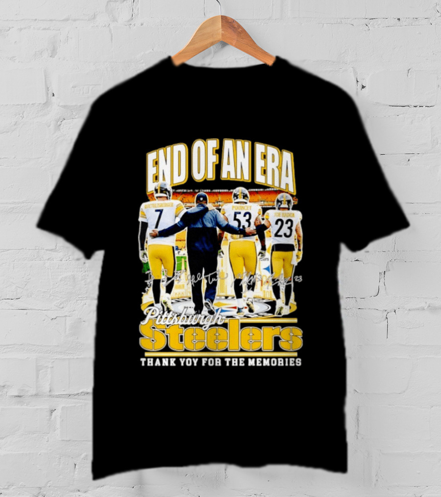 Pittsburgh Steelers End Of An Era Thank You For The Memories Ben Roethlisberger Maurkice Pouncey Joe Haden T-Shirt