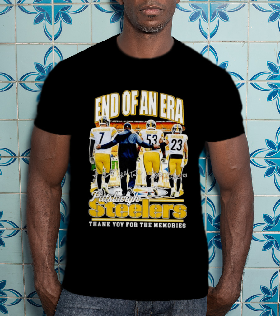 Pittsburgh Steelers End Of An Era Thank You For The Memories Ben Roethlisberger Maurkice Pouncey Joe Haden T-Shirt