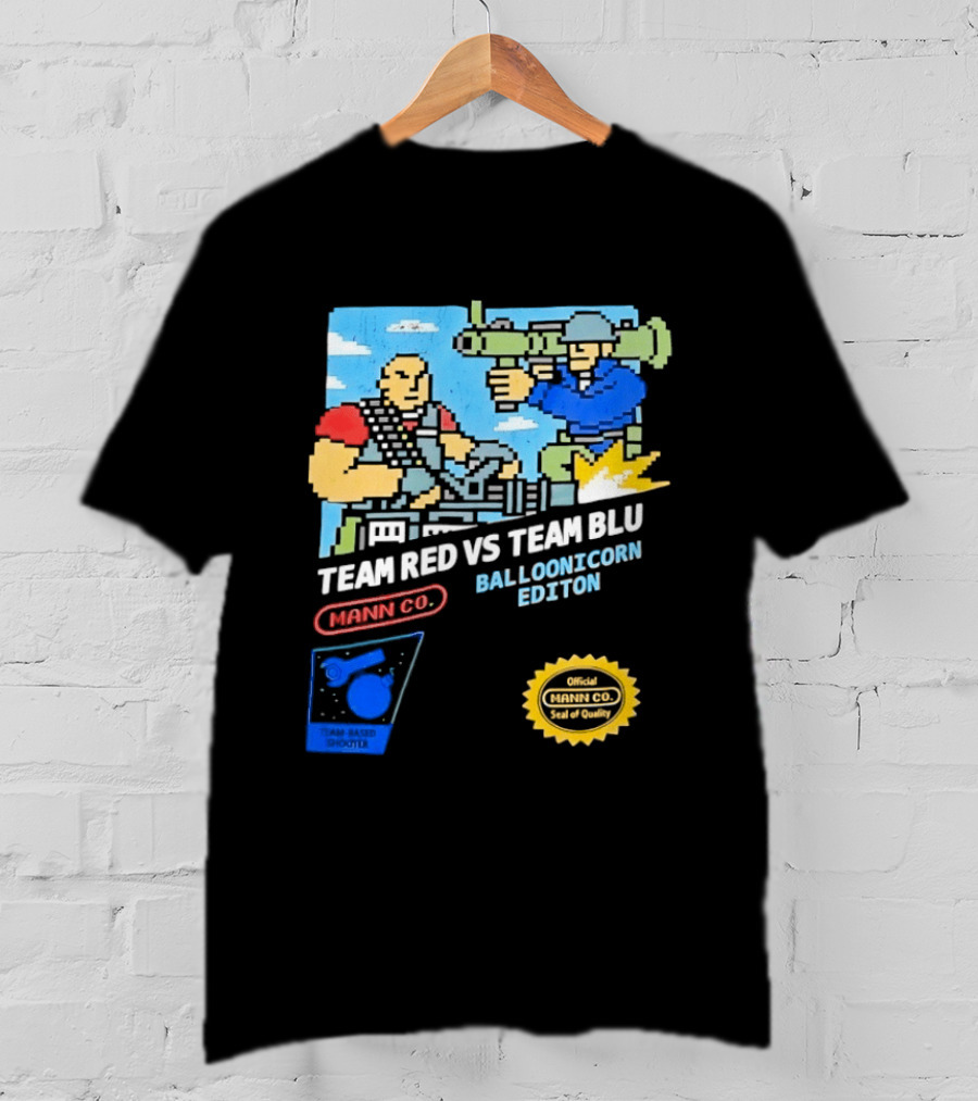 Team Red Vs Team Blu Balloonicorn Edition Mann Co. T-Shirt