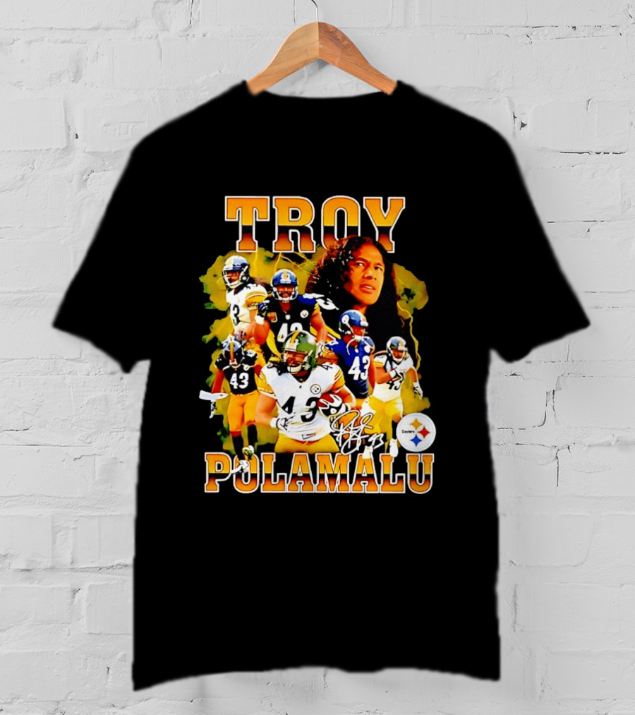 Troy Polamalu 43 Pittsburgh Steelers Collage 2026 T-Shirt