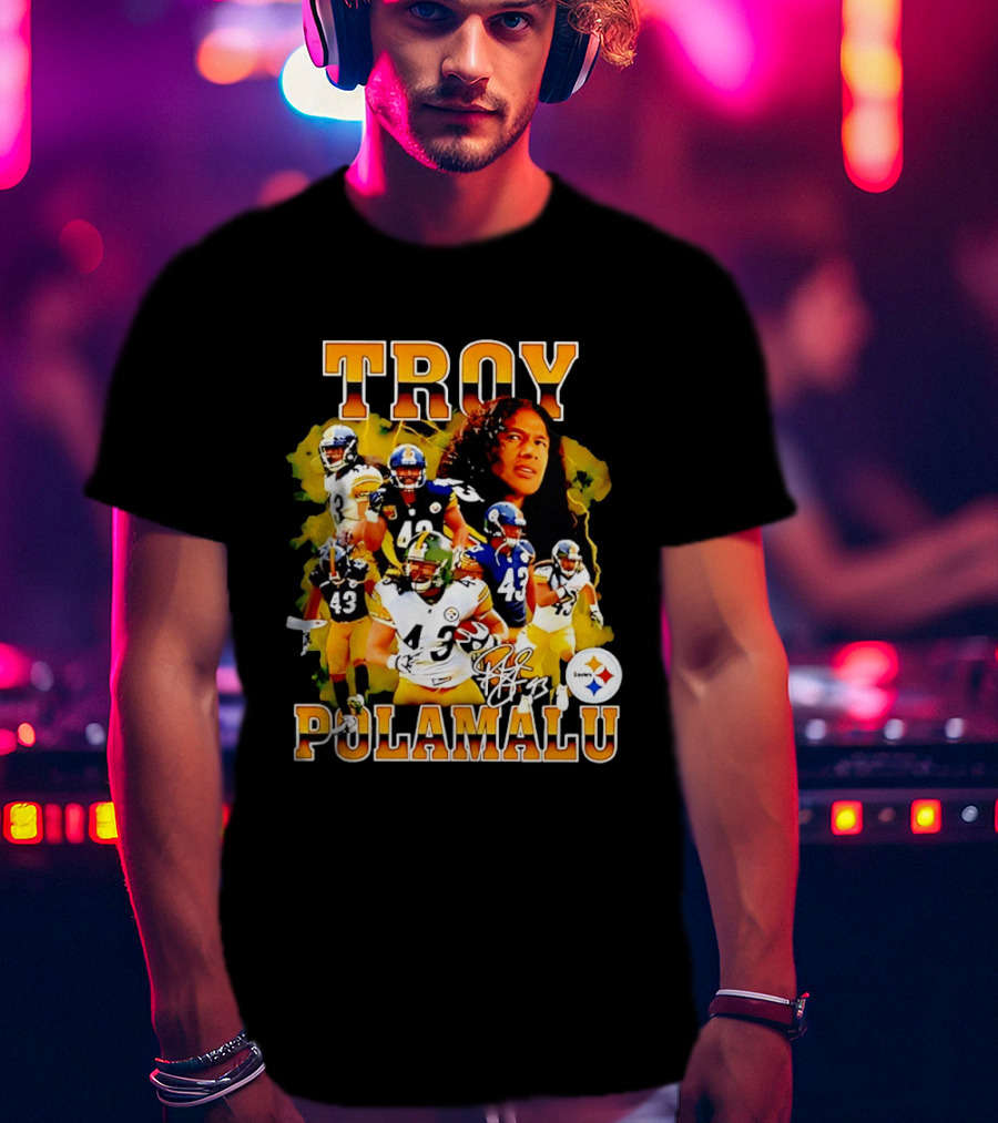 Troy Polamalu 43 Pittsburgh Steelers Collage 2026 T-Shirt